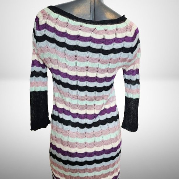 Missoni Multicolor Crochet-Knit Wool-Blend Knee Length Beautiful Dress - Picture 6 of 11